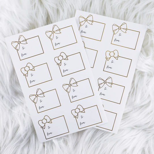 Set of Bestie Bows // Foiled Sticker Gift Tags