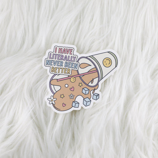 Never Been Better - Iced Coffee // Large Matte Deco Sticker for Journals