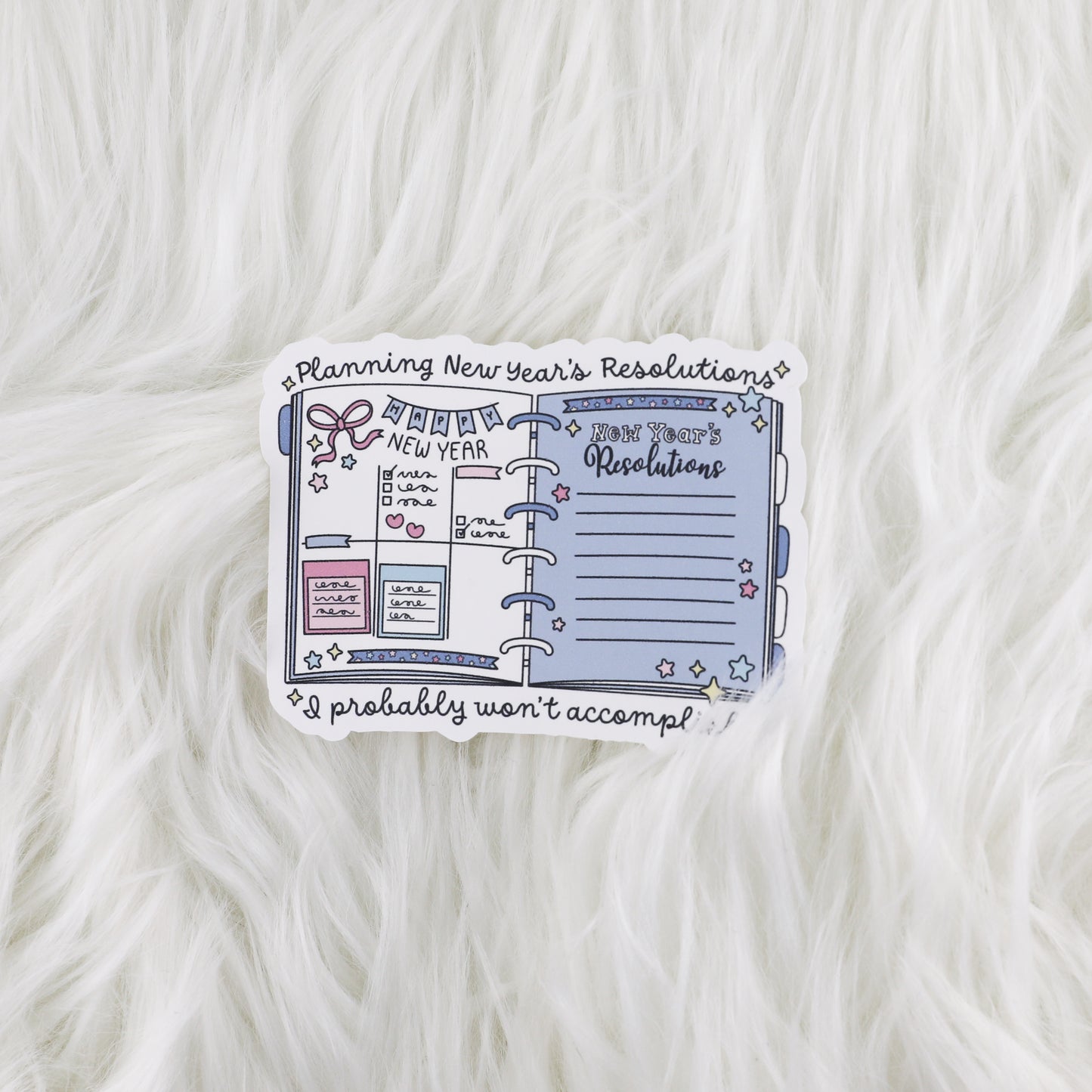 New Years Resolutions // Large Matte Deco Sticker for Journals