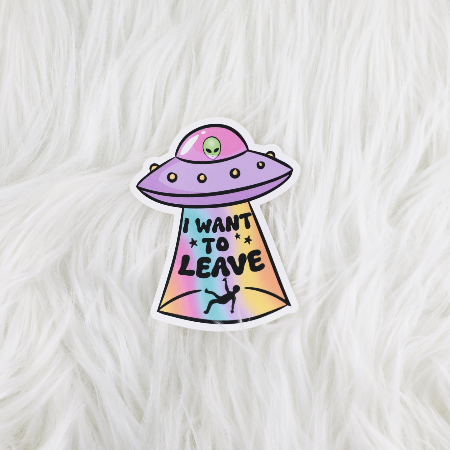 Want To Leave - UFO // Large Matte Deco Sticker for Journals