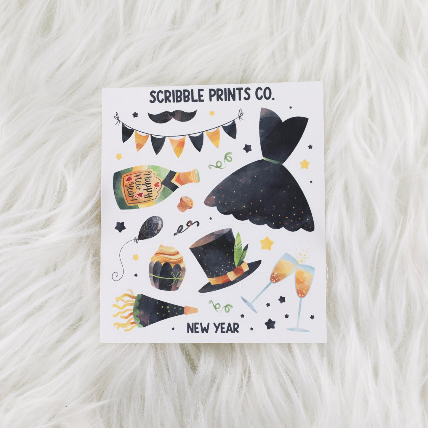 New Year - Deco // Matte Journal Stickers