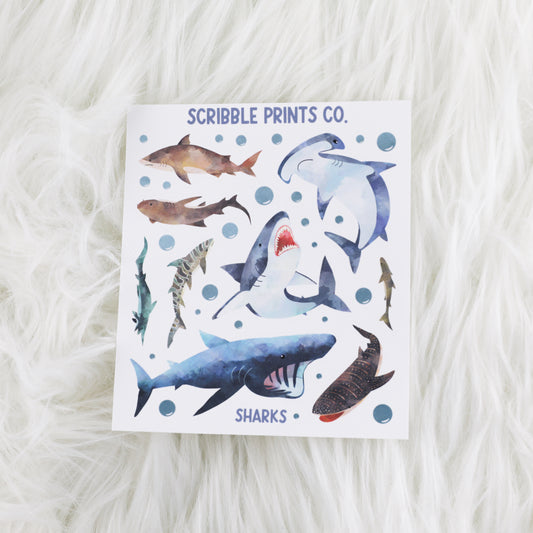 Sharks - Deco // Matte Journal Stickers