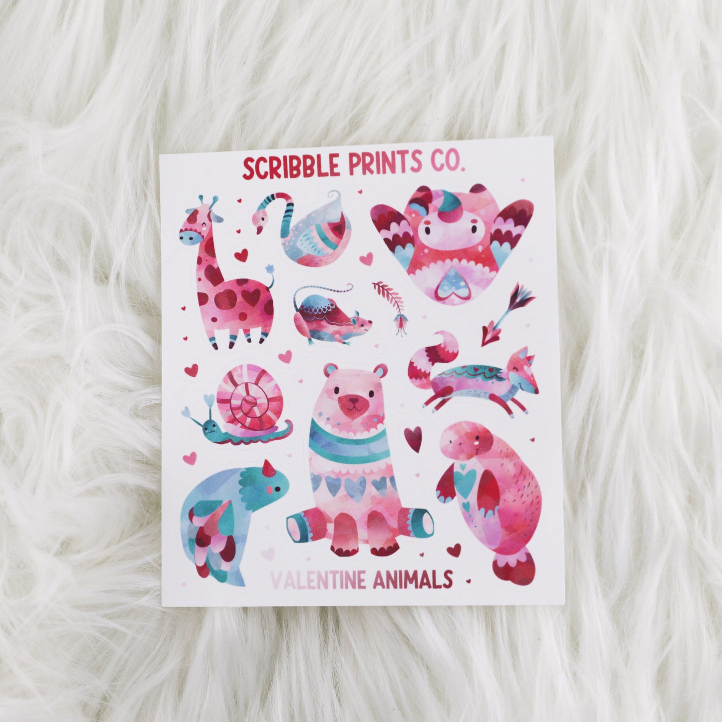 Valentine Animals - Deco // Matte Journal Stickers