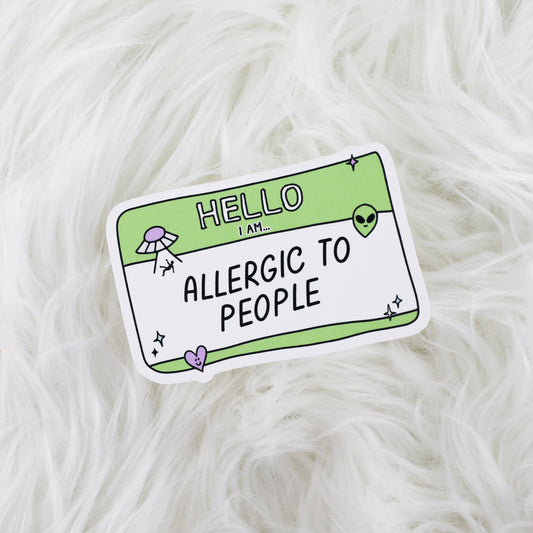 Hello I Am - Allergic To People // Large Matte Deco Sticker for Journals