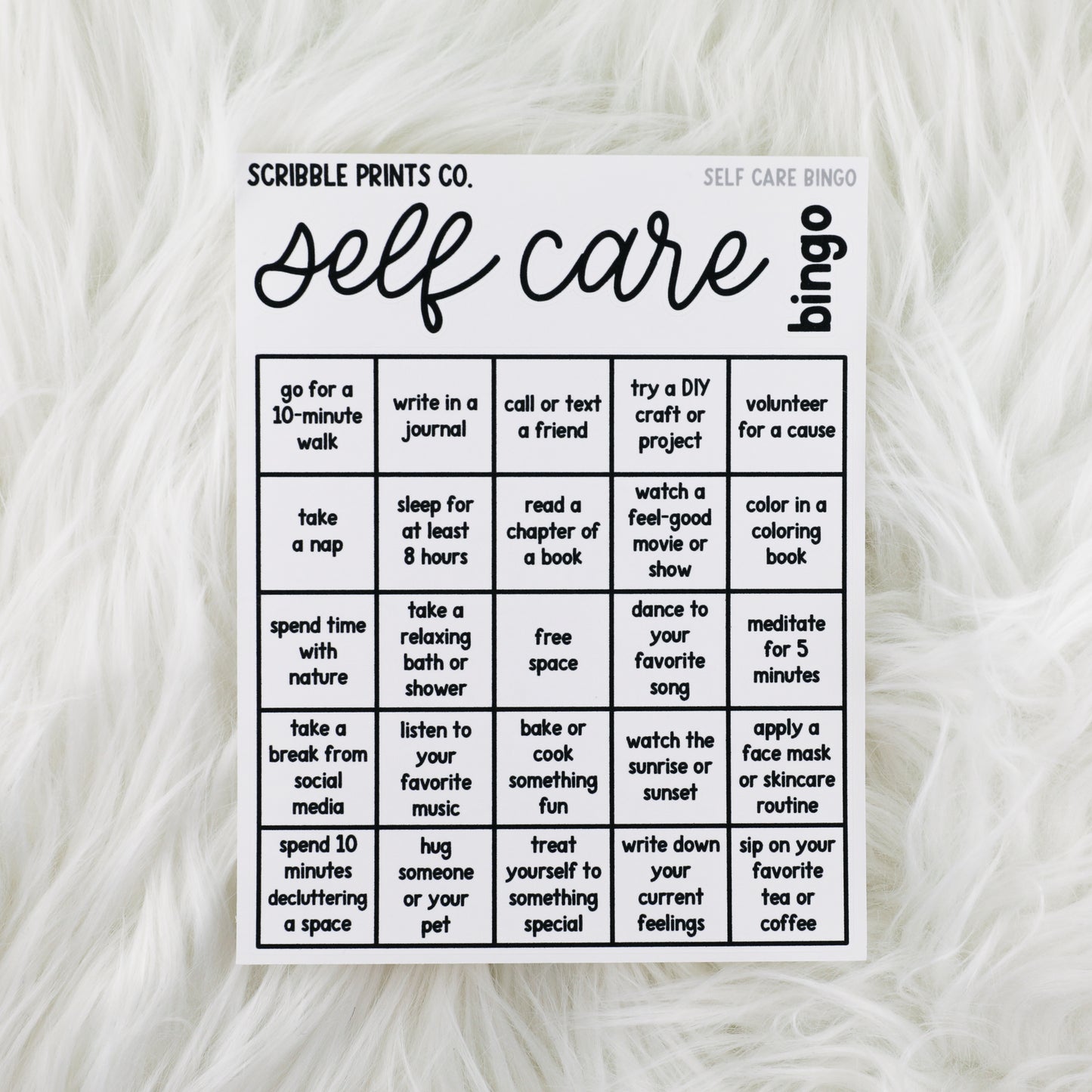 Self Care Bingo // Matte Journal Stickers