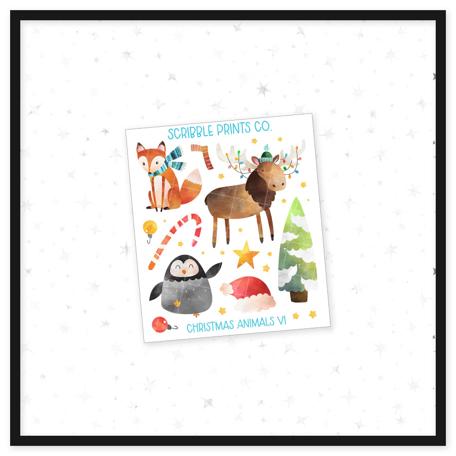 Christmas Animals V1 - Deco // Matte Journal Stickers