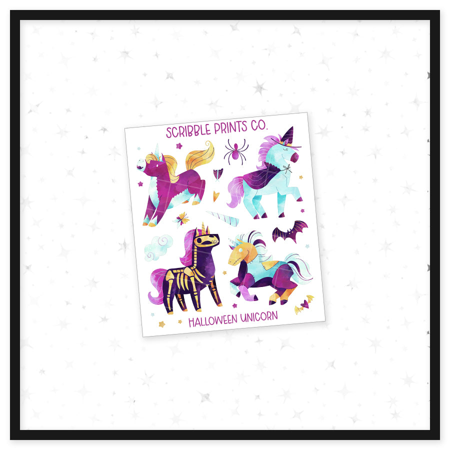 Halloween Unicorn - Deco // Matte Journal Stickers