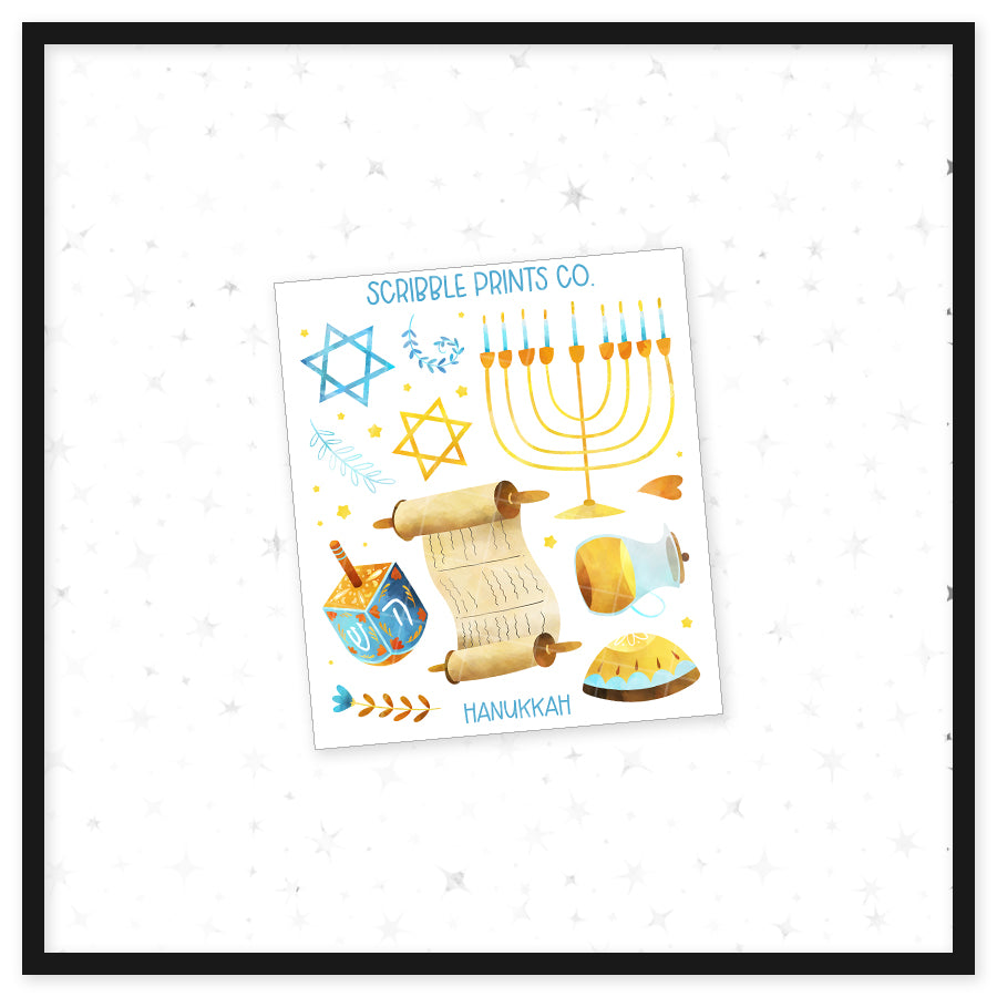 Hanukkah - Deco // Matte Journal Stickers