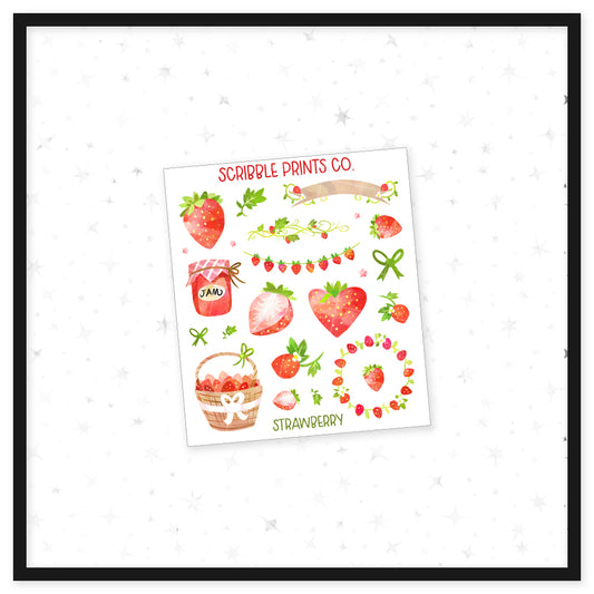 Strawberry - Deco // Matte Journal Stickers