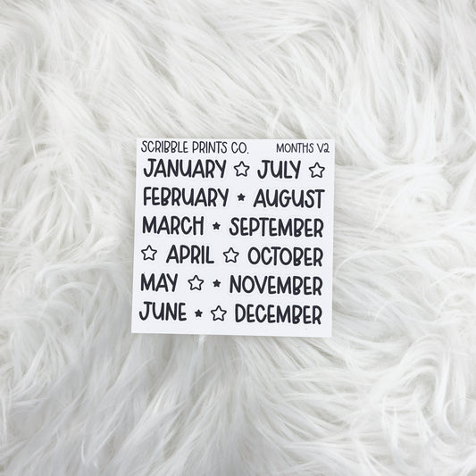 Months V2 // Matte Reading Journal Stickers