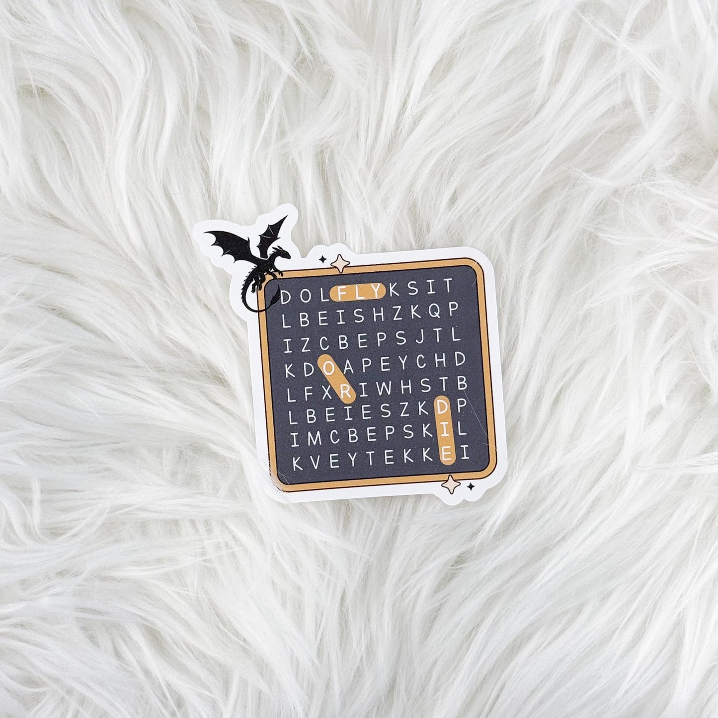 Fly Or Die Word Search // Large Matte Deco Sticker for Journals