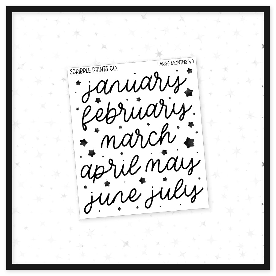 Large Months V2 // Matte Journal Stickers