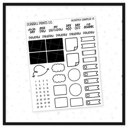 Monthly Sampler V2 // Matte Journal Stickers