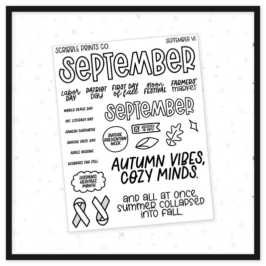 September V1 // Matte Journal Stickers