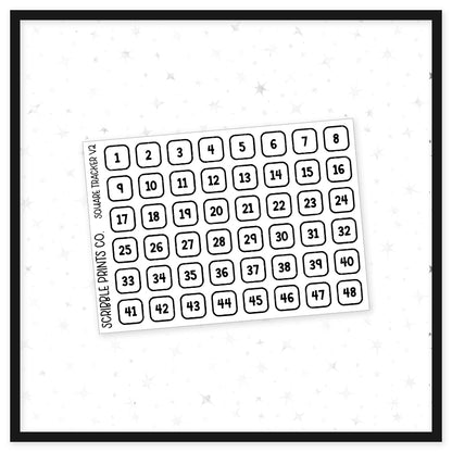 Square Tracker V2-4 // Matte Reading Journal Stickers