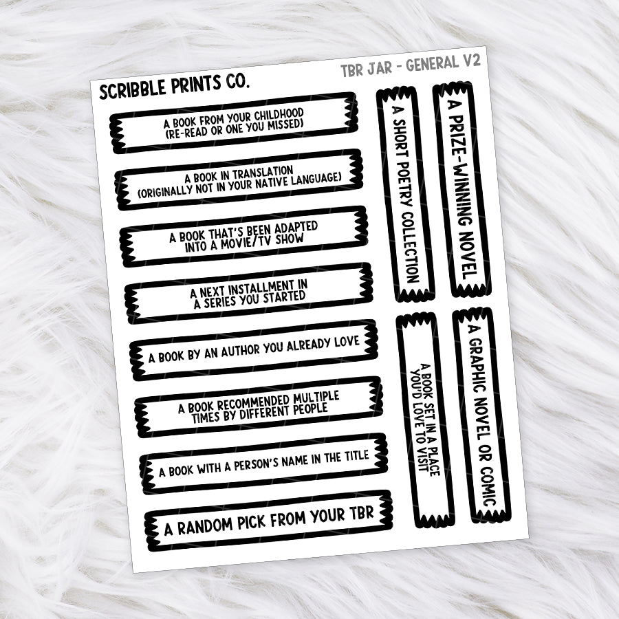 TBR Jar Prompts // Matte Journal Stickers