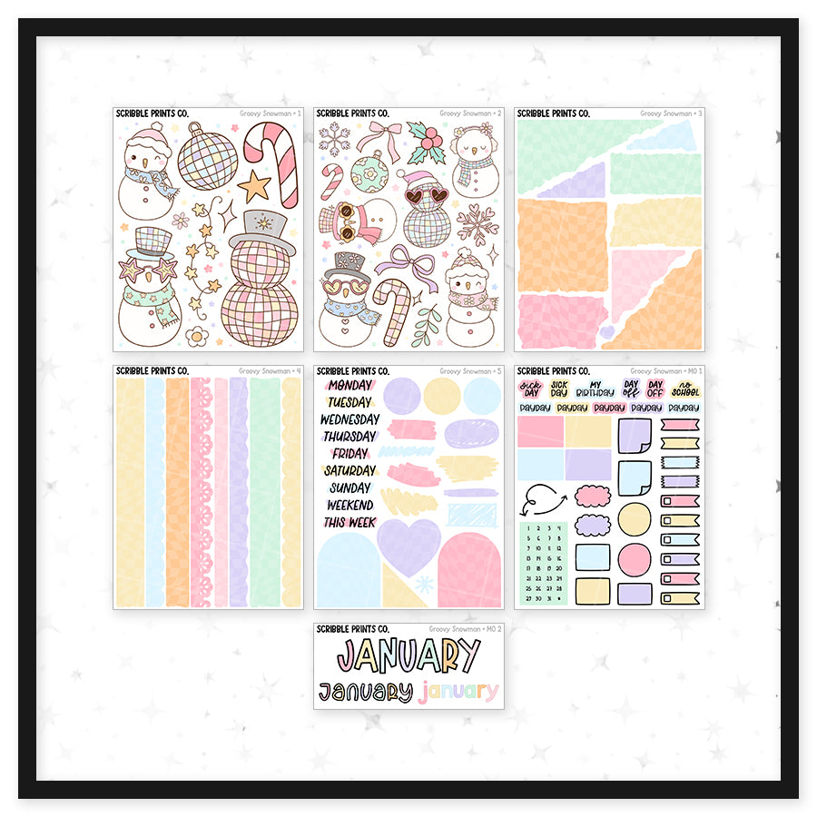 Groovy Snowman // Matte Journal Sticker Collection