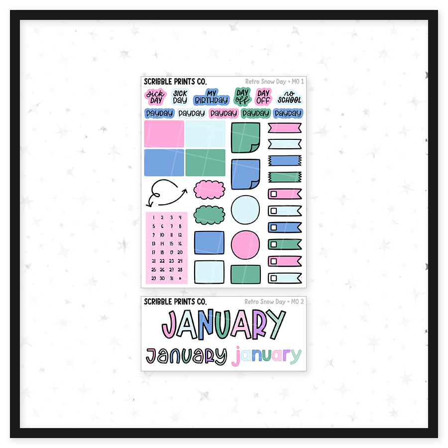 Retro Snow Day // Matte Journal Sticker Collection