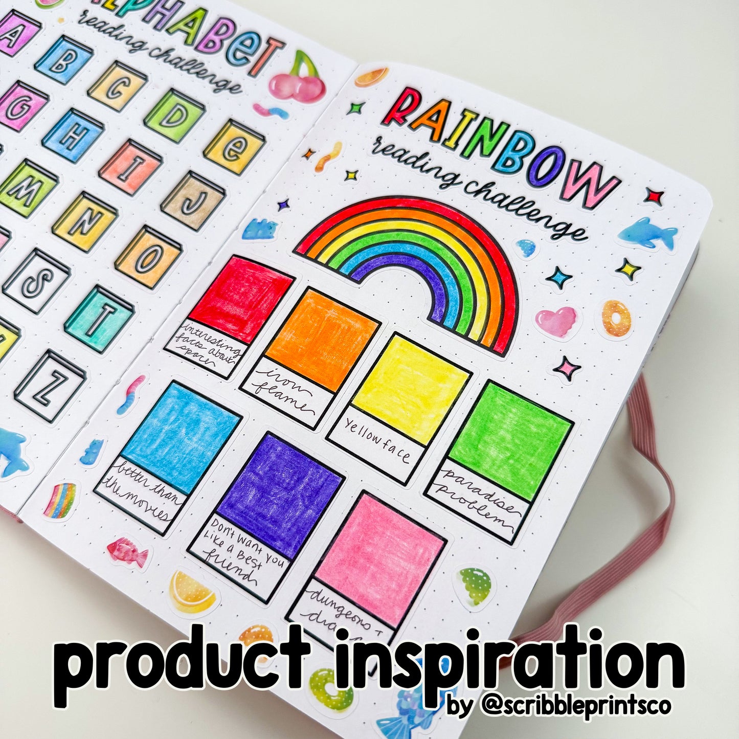 Rainbow Reading Challenge V1 // Matte Reading Journal Stickers