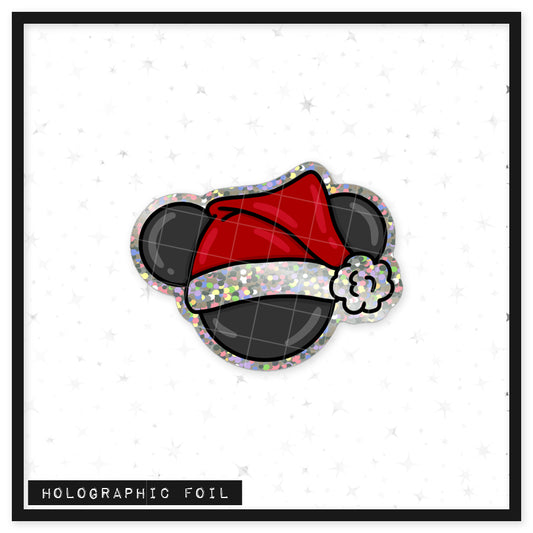 Santa Mouse // Sparkly Holographic Vinyl Sticker