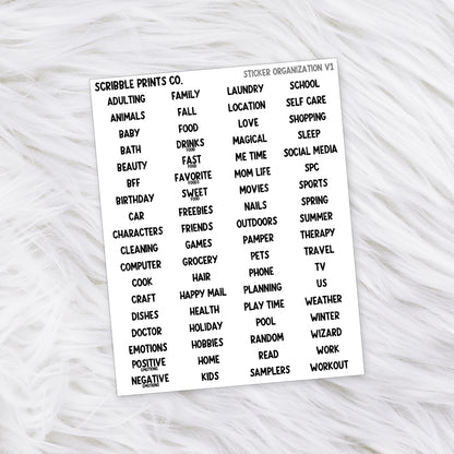 Sticker Organization Labels