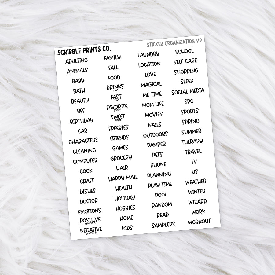 Sticker Organization Labels